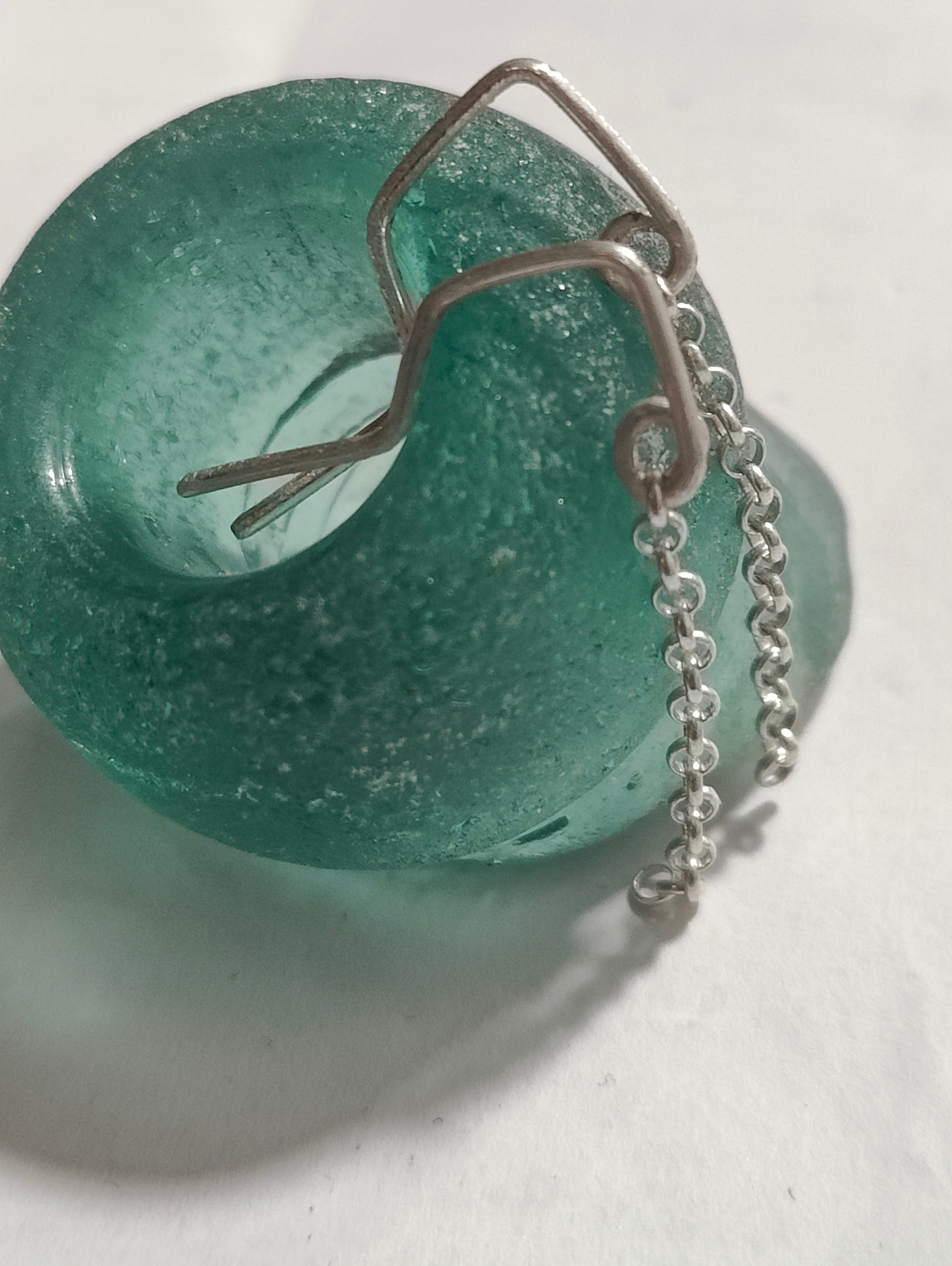 Unique sterling silver threader earrings with hanging chain – minimalist handmade jewelry