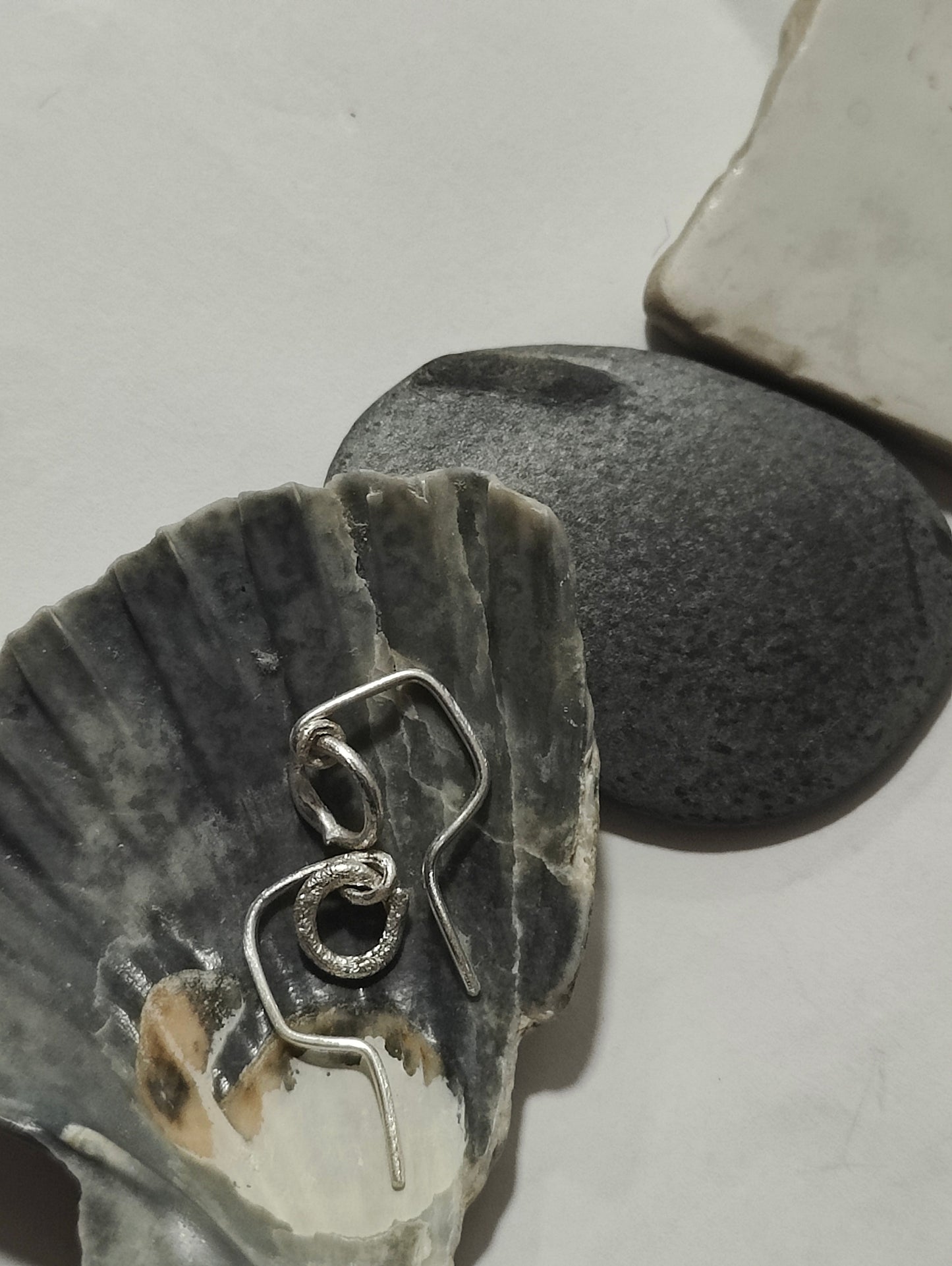 Handmade sterling silver earrings with organic round shape – lightweight minimalist design
